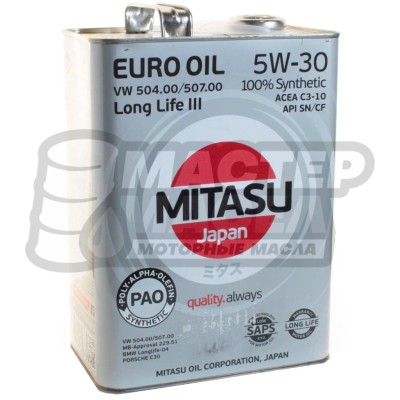 Mitasu Euro Oil LL III 5W-30 SN/CF 4л