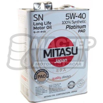 Mitasu Platinum PAO 5W-40 SN/SF 4л