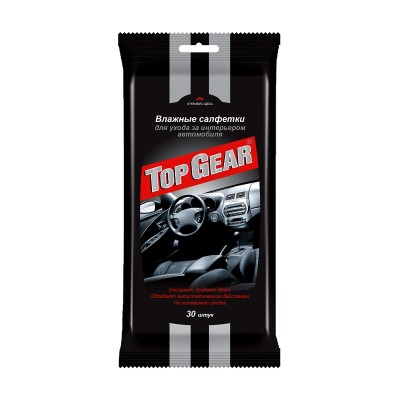 TOP GEAR Влажные салфетки для кожи салона 25шт