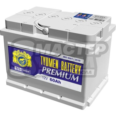 Аккумулятор Тюмень Premium 6CT-60LA 590A (обратной полярности, низкий)